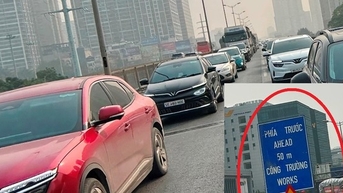 Ùn tắc trên đường Vành đai 3 trong ngày đầu xe ‘đi chậm’ để phục vụ sửa chữa