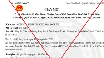 Đội Thuế quận Bình Thạnh cảnh báo giả mạo giấy mời  để lừa đảo