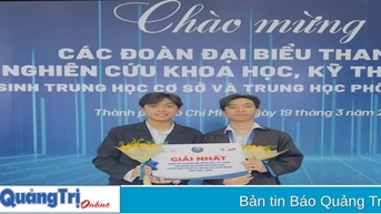 Dự án đoạt giải Nhất của hai học sinh Trường THPT thị xã Quảng Trị được chọn dự thi quốc tế