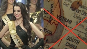 'Hoa hậu Toàn cầu' bị tấn công vì nghi dùng bản đồ 'đường lưỡi bò'