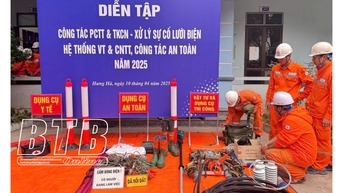 Điện lực Hưng Hà diễn tập xử lý sự cố lưới điện