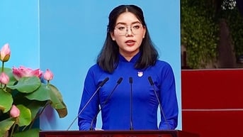 Chân dung nữ đảng viên trẻ phát biểu trong Lễ kỷ niệm 50 năm Ngày giải phóng miền Nam