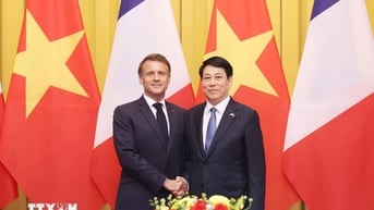 Chủ tịch nước Lương Cường hội đàm với Tổng thống Pháp Emmanuel Macron