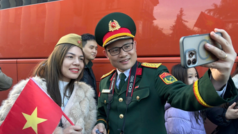 Hình ảnh các chiến sĩ Việt Nam tham gia sơ duyệt tại Quảng trường Đỏ