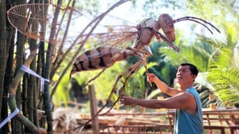 Ngỡ ngàng những con vật khổng lồ từ tre của anh chủ xưởng ở Quảng Nam