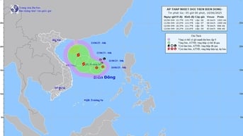 Vùng áp thấp đã mạnh lên thành áp thấp nhiệt đới trên Biển Đông
