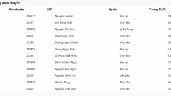 Lộ diện 10 thí sinh điểm cao nhất và 12 thủ khoa thi vào lớp 10 Trường THPT Chuyên Vĩnh Phúc