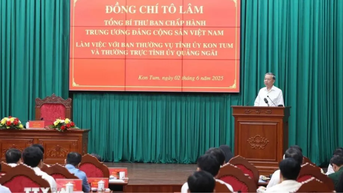 Tổng Bí thư Tô Lâm: Kon Tum và Quảng Ngãi sau khi hợp nhất sẽ thành cực tăng trưởng mới