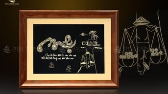 Mẫu tranh chữ thư pháp bằng bạc mạ vàng 24k đẹp, ý nghĩa