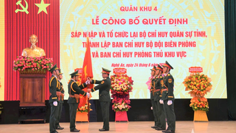 Quân khu 4 công bố các quyết định sáp nhập và tổ chức lại cơ quan quân sự địa phương