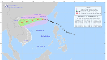 Bão số 3 giật cấp 14 cách Quảng Ninh-Hải Phòng khoảng 705km, gây mưa lớn ở Bắc Bộ và Bắc Trung Bộ