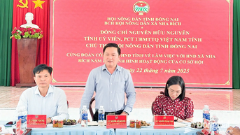 Chủ tịch Hội Nông dân tỉnh Nguyễn Hữu Nguyên làm việc với Hội Nông dân xã Nha Bích