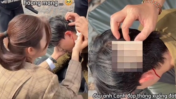 Thúy Ngân hốt hoảng khi Võ Cảnh chảy máu đầu