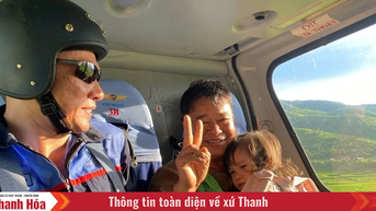 Trực thăng Quân đội giải cứu thành công 8 người bị cô lập do mưa lũ tại Sơn La