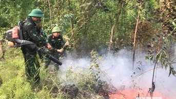 Kịp thời dập tắt đám cháy rừng trên núi Thiên Nhẫn