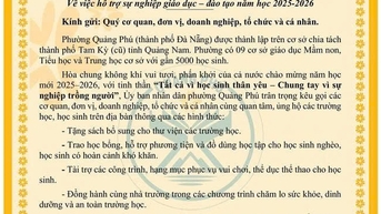វួដនៅទីក្រុង Da Nang អំពាវនាវរកជំនួយដល់សិស្សក្រីក្រ ជំនួសឱ្យការទទួលផ្កាសម្រាប់ពិធីបើក