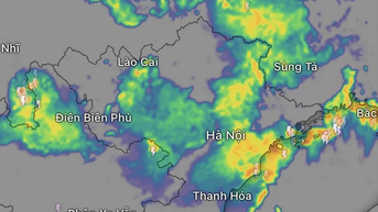 “Túi nước lớn” treo ở miền Bắc, nhiều nơi mưa lớn