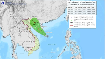 Áp thấp nhiệt đới di chuyển theo hướng Tây Bắc ở Biển Đông