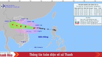 Bão số 5 cách Nghệ An 660km, từ đêm nay đất liền Thanh Hóa có gió mạnh, mưa lớn