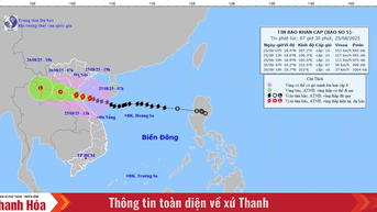 오늘 오후 7시 예보에 따르면 5호 폭풍이 Thanh Hoa - Ha Tinh에 상륙할 예정입니다.