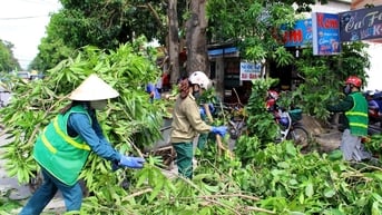 Lực lượng chức năng làm việc liên tục, thu gom lượng rác khổng lồ sau bão số 5