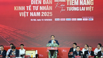 [Ảnh] Thủ tướng Phạm Minh Chính dự Phiên đối thoại cấp cao Diễn đàn Kinh tế tư nhân Việt Nam 2025