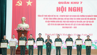 Giai đoạn 2021 - 2025, Quân khu 7 quy tập hơn 2.600 hài cốt liệt sĩ