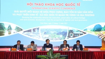 NINH BÌNH TỔ CHỨC HỘI THẢO KHOA HỌC QUỐC TẾ "Giải quyết mối quan hệ giữa phục dựng, bảo tồn di sản văn hóa và phát triển kinh tế-xã hội: Nhìn từ quản trị vùng và địa phương"