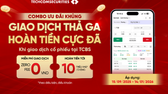 Hoàn tiền đến 40 triệu đồng khi giao dịch cổ phiếu tại TCBS