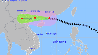 Bão Ragasa đi lệch lên phía Bắc, trưa 25/9 đổ bộ vào Quảng Ninh