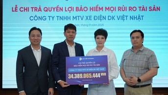 랑손에 위치한 DK Viet Nhat Electric Vehicle Company Limited에 340억 VND 이상의 보험금 지급
