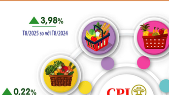CPI ជាមធ្យមក្នុងរយៈពេល 8 ខែនៅទីក្រុងហាណូយបានកើនឡើង 3.37%