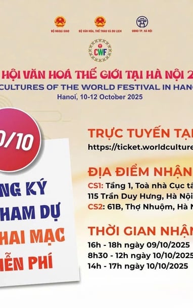 Link đăng ký nhận vé dự Khai mạc Lễ hội Văn hoá Thế giới tại Hà Nội lần thứ nhất