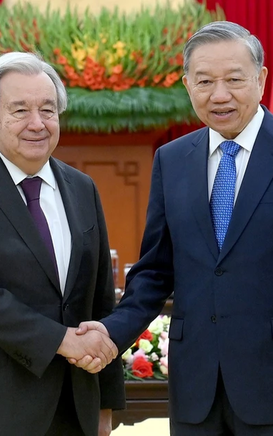 [Ảnh] Tổng Bí thư Tô Lâm tiếp Tổng Thư ký Liên hợp quốc Antonio Guterres
