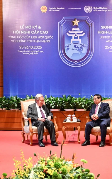 [Ảnh] Thủ tướng Phạm Minh Chính tiếp Tổng Thư ký Liên hợp quốc Antonio Guterres