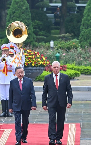 [Ảnh] Tổng Bí thư Tô Lâm chủ trì Lễ đón Bí thư Thứ nhất, Chủ tịch nước Cuba Miguel Diaz-Canel Bermudez