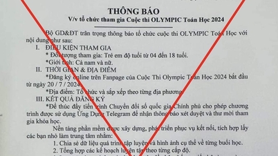 "Thông báo thi Olympic Toán học" là giả mạo
