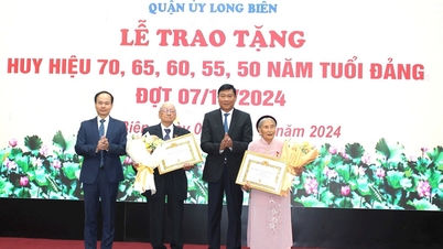 Long Bien District Party Committee awarded Party Badges to 351 Party members