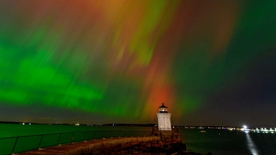 Image of bright aurora during solar storm