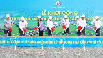 Construction of the road connecting Phap Van - Cau Gie Expressway with Ring Road 3 begins