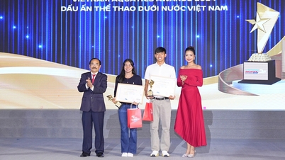 អ្នកហែលទឹក Huy Hoang និង My Tien បានផ្តល់កិត្តិយសក្នុងកម្មវិធី Vietnam Aquatics Awards 2024