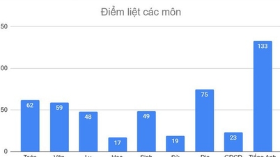 Môn nào, tỉnh thành nào có nhiều điểm liệt thi tốt nghiệp THPT 2024 nhất?