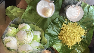 តូបលក់បាយពណ៌បៃតង Me Tri នៅជិតវិហារហាណូយ