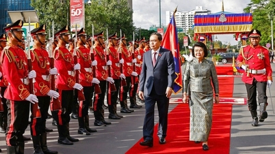 ទទួលស្វាគមន៍យ៉ាងអធិកអធមចំពោះប្រធានរដ្ឋសភាវៀតណាម លោក Tran Thanh Man ដែលកំពុងបំពេញទស្សនកិច្ចផ្លូវការនៅកម្ពុជា