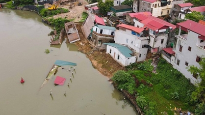 El Instituto de Recursos Hídricos de Vietnam fue a Bac Ninh para "investigar" la causa del hundimiento de seis casas a lo largo del río Cau.