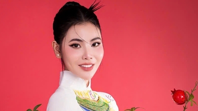 Á hậu Việt Nam thời đại 2024 thướt tha áo dài, khoe chiều cao 1,73m