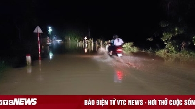High water at midnight cut off National Highway 14G, Da Nang residents rushed to park their cars