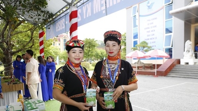 Bright colors from ethnic youth attending the Congress of the Youth Union of Yen Bai province