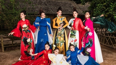 ផ្កាឈូក ao dai គួរឱ្យចាប់អារម្មណ៍ របស់អ្នករចនាថាច់លីន