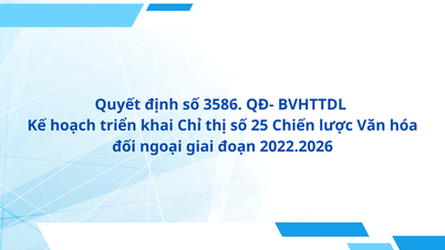 សេចក្តីសម្រេចលេខ 3586. QD- BVHTTDL ផែនការអនុវត្តសេចក្តីណែនាំលេខ 25 ស្តីពីយុទ្ធសាស្ត្រវប្បធម៌បរទេសសម្រាប់រយៈពេល 2022.2026